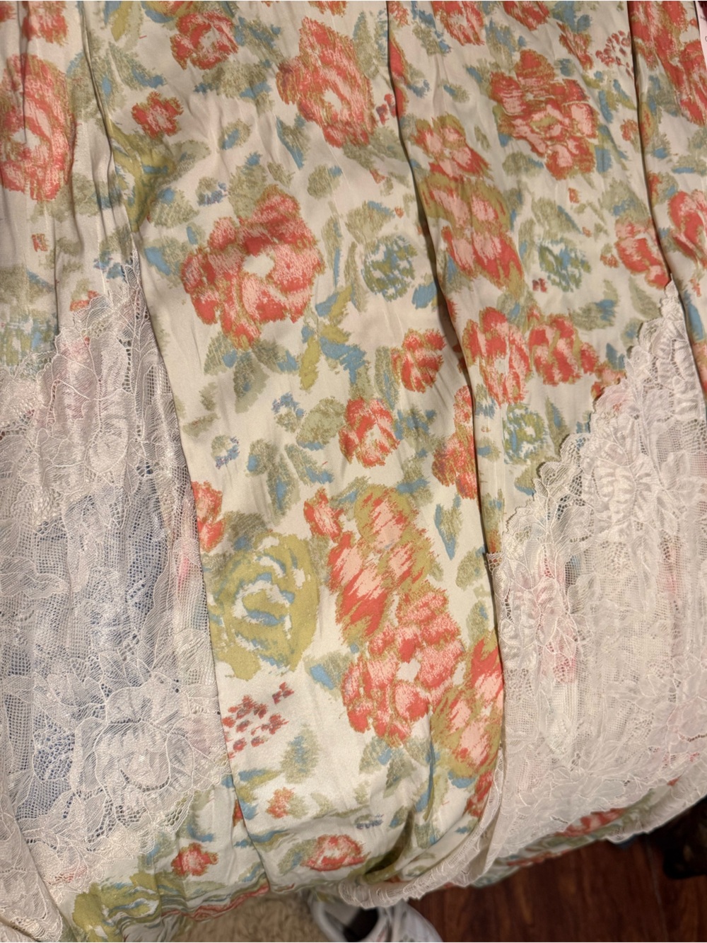 Free People Floral Lace Trim Slip Dress in Cream, Coral, Sage, Blue - Picture 2 of 4